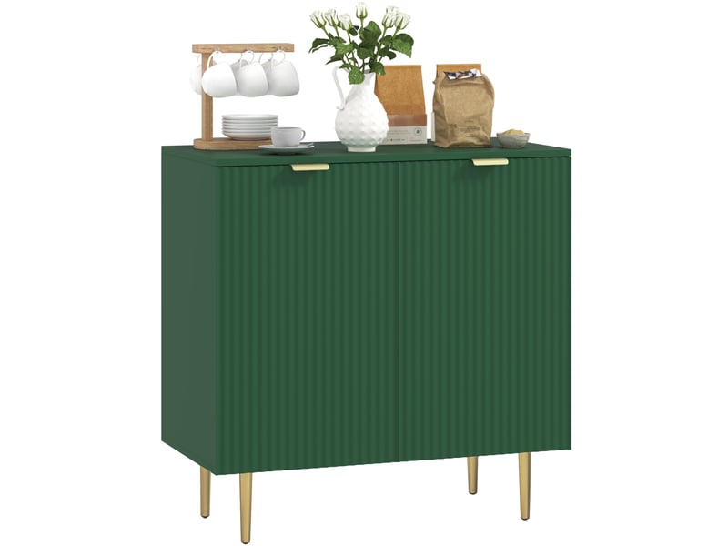  Buffet de cuisine à 2 portes, étagère réglable, pieds métalliques surélevés, 80 x 40 x 80 cm, vert olive  - Conforama A