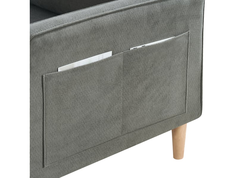  Canapé droit 2 places gris foncé en tissu 135 cm avec port usb et pieds en bois, pour petit appartement et salon W3423S00003 - Conforama E