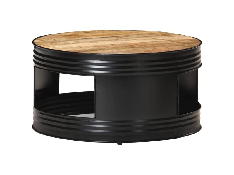  Table basse noir 68x68x36 bois massif de manguier brut  - Conforama A
