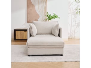 Canapé lounge 1 place moderne minimaliste avec pouf de rangement pour petits espaces