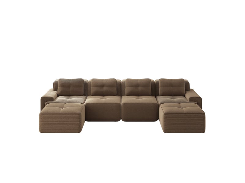  Canapé modulable en u 4 places avec méridienne, confort profond et conception sans armature, 69 × 293 × 177 cm, marron  - Conforama A