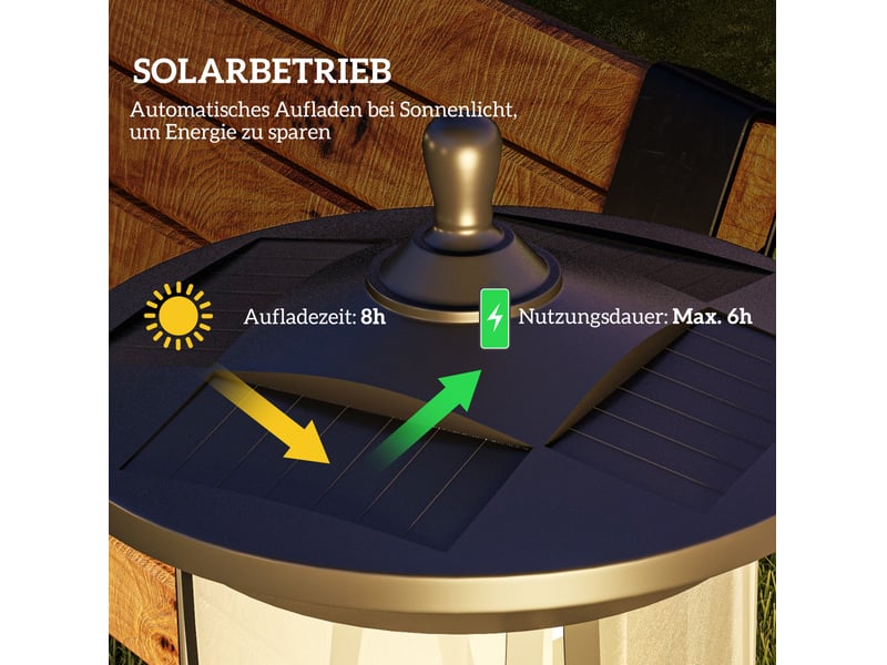 Lampadaire solaire led 17 x 17 x 127 cm noir, abs, lumière led froide, capteur de lumière, ip44, pour extérieur - Conforama E