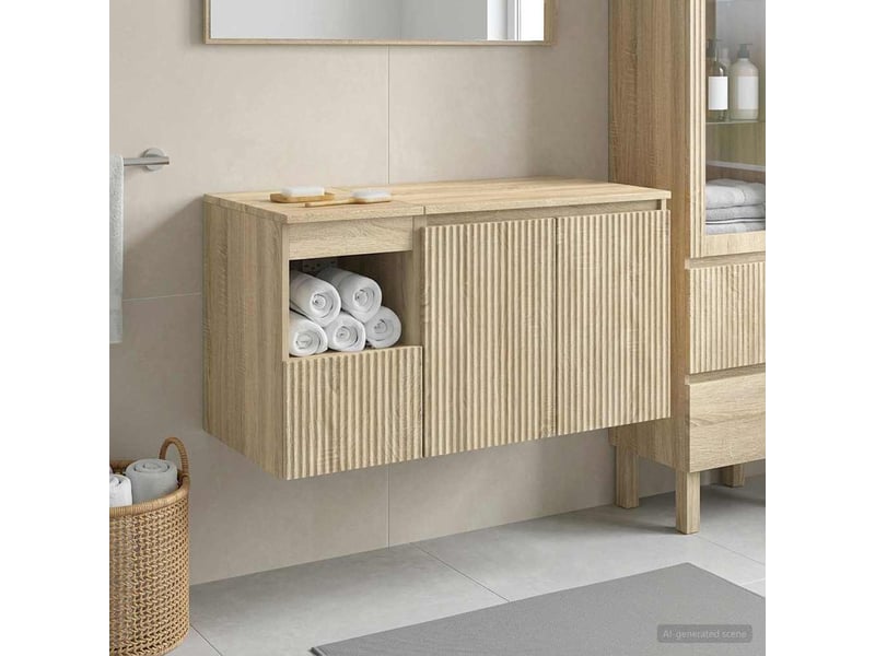 Ensemble de mobilier de salle de bain 2 pc chêne sonoma cf64137 - Conforama B
