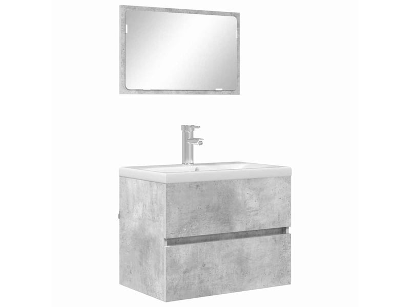  Ensemble de mobilier de salle de bain gris béton shl8468  - Conforama C