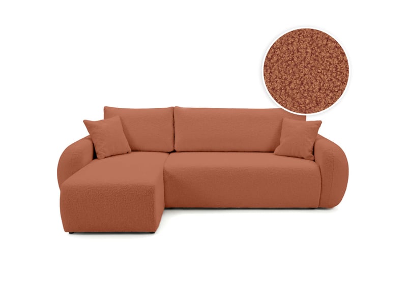  Alya - canapé d'angle convertible et réversible 3 places en bouclette  - Conforama A