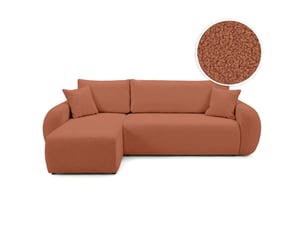 Canapé d'angle réversible convertible LOUNGITUDE ALYA 3 places Tissu bouclette Terracotta