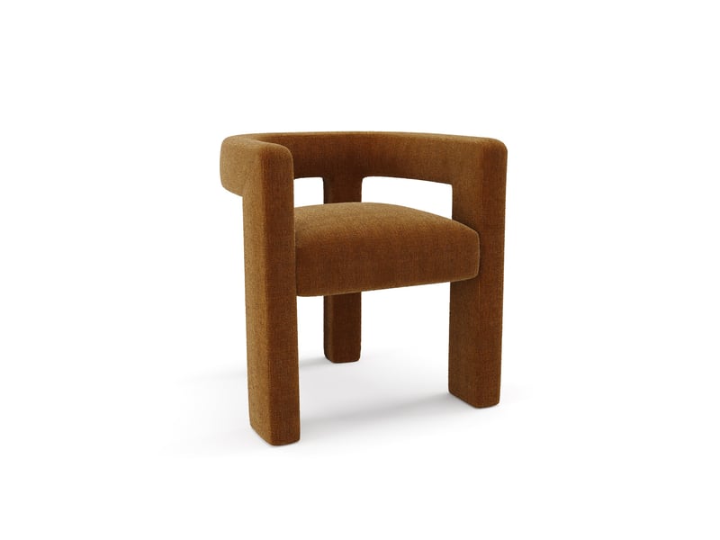 Fauteuil de salle à manger en tissu tramé terracotta celia CELIATTTERRA - Conforama A