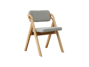Lot de 2 chaises de salle à manger pliantes avec assise rembourrée et housse amovible en bois de hêtre et tissu gris