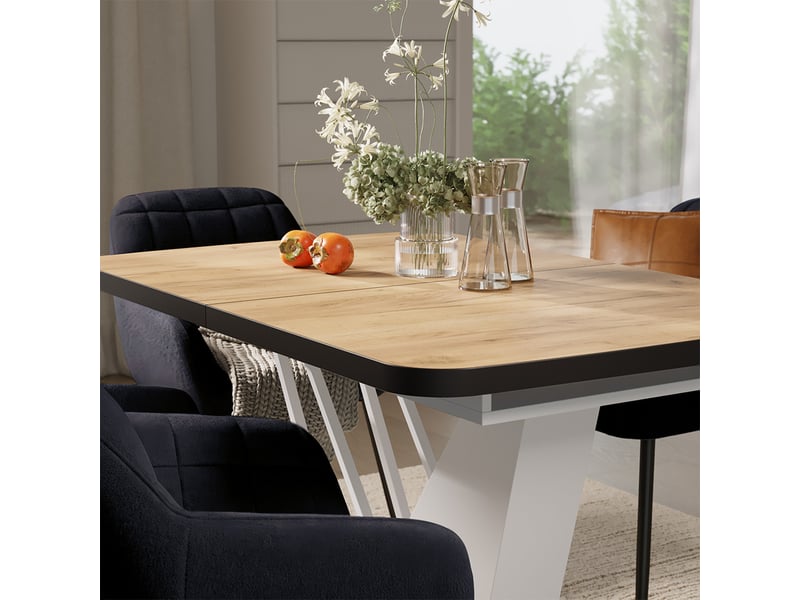 Vicco ensemble de table à manger, chêne de force doréblanc, 120x80cm avec 4 chaises de salle à manger - Conforama D