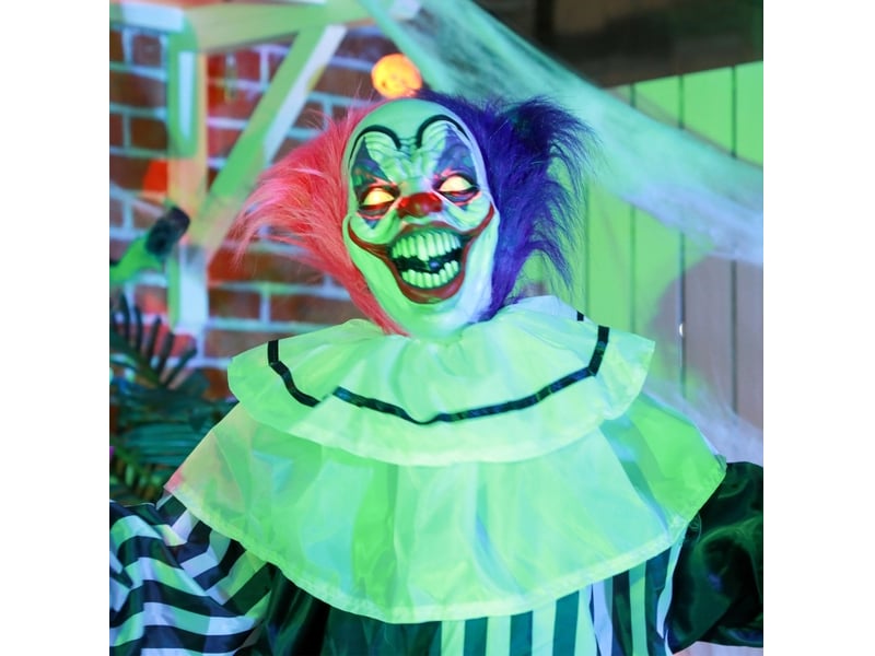  Décoration clown halloween animée 60x18x173 cm rire métal rose et noir  - Conforama C