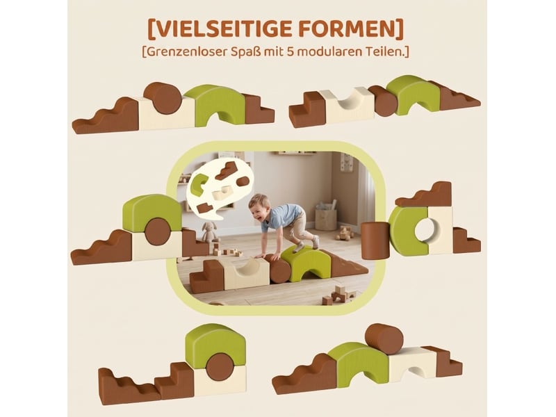  Jeu en mousse 5 pièces 177x35x36 cm multicolore en tissu, modules d'escalade et construction pour enfant  - Conforama E