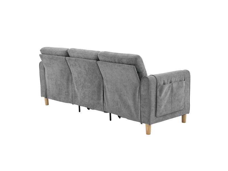  Canapé d'angle 3 places réversible en tissu gris clair avec pouf de rangement, style scandinave pour le salon  - Conforama D