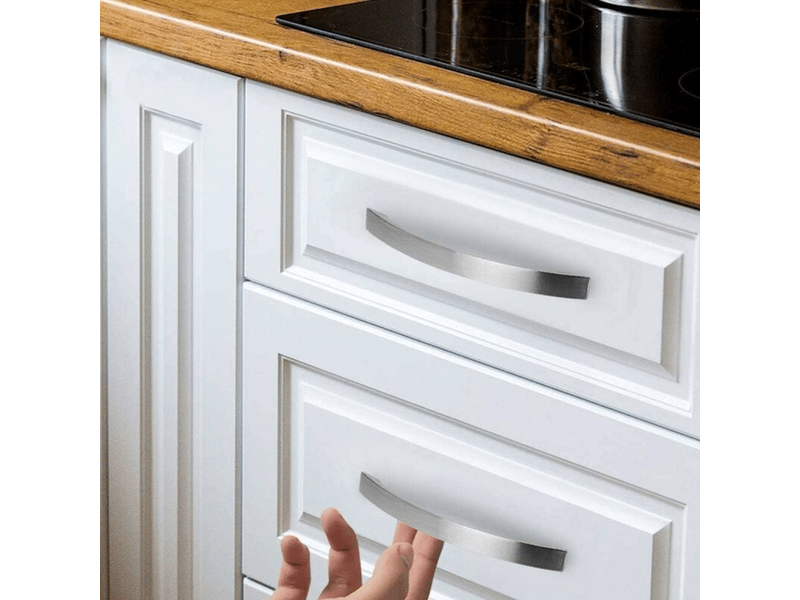  Jeu de 10 poignées pour armoires de cuisine, distance entre centres de 128 mm, chromées et en nickel brossé, poignées en acier inoxydable pour c  - Conforama E