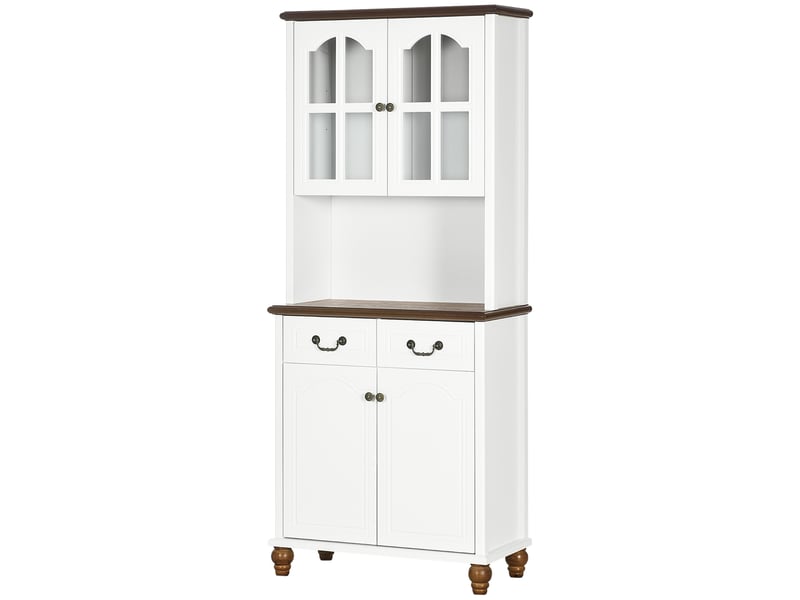  Buffet de cuisine armoire de rangement vaisselle classique 2 tiroirs 2 placards 76x38x182 cm blanc et marron T0002-01-10096 - Conforama C