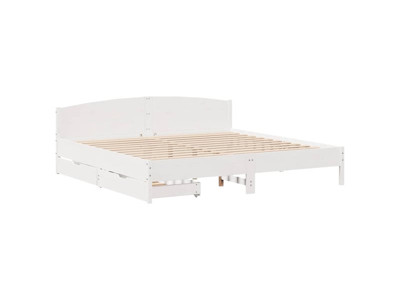 Lit double- lit adulte - cadre de lit sans matelas blanc 180x200 cm bois massif de pin - Conforama B