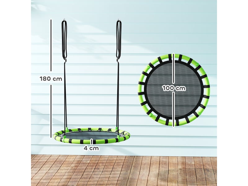  Balançoire nid d'oiseau, balançoire suspendue avec cordes réglables en hauteur, siège rond ø 100 cm, noir  - Conforama C