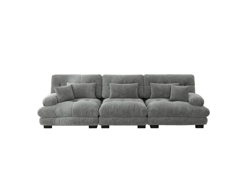  Canapé d'angle modenvie modulable 3 places en chenille gris 313 x 77 x 81 cm  - Conforama A