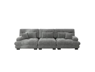 Canapé d'angle modenvie modulable 3 places en chenille gris 313 x 77 x 81 cm