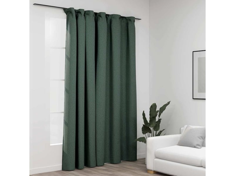  Rideau occultant, rideau black-out d'aspect de lin avec crochets vert 290x245 cm cf43974  - Conforama B