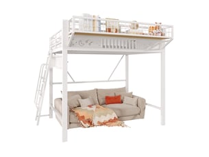 Lit mezzanine 140x200 cm <strong></strong>  <strong></strong> coloris blanc