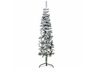 Demi sapin de noël, arbre de noël artificiel mince avec neige floquée 150 cm
