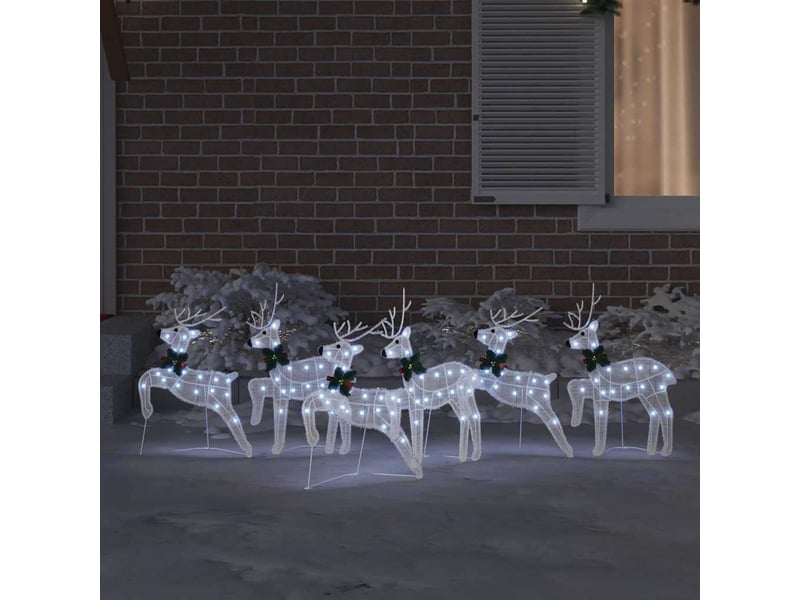  Lot de 6 rennes led, éclairage de noël, décoration de noël blanc 45 x 19 x 65 cm tissu cf62094  - Conforama C