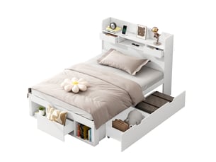 Lit avec rangement 90x190 cm coloris blanc