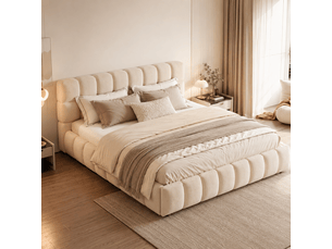 Lit avec rangement 140x190 cm <strong></strong>  <strong>Qualité haut de gamme</strong> coloris beige