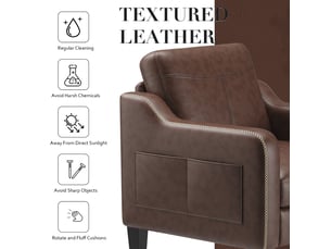 Fauteuil d’appoint moderne en pu style mid-century avec rangement latéral – confort ergonomique pour salon et bureau,marron chocolat