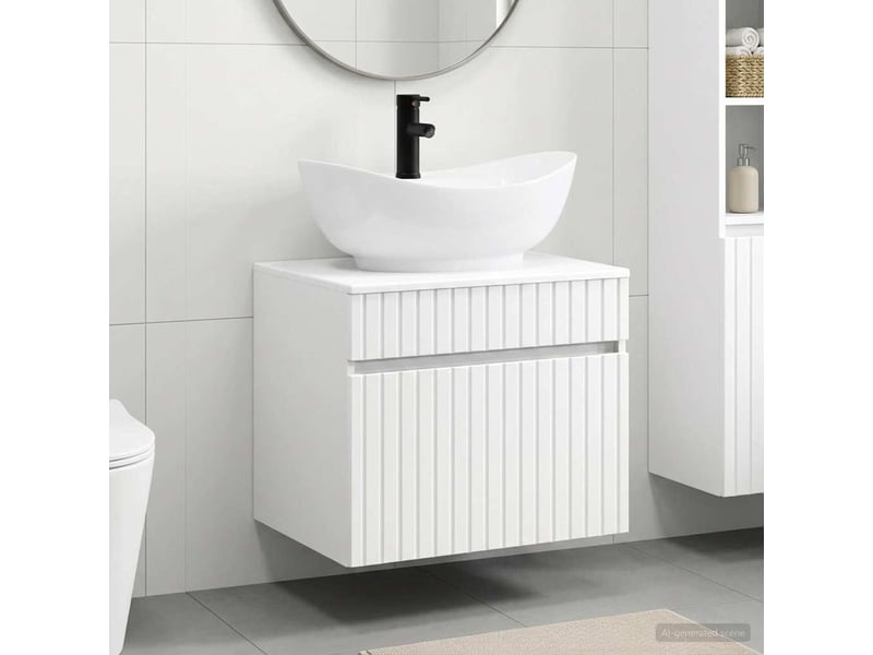  Ensemble de mobilier de salle de bain blanc bois d'ingénierie cf64578  - Conforama B