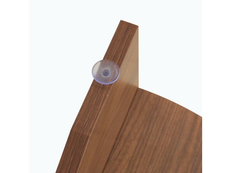  Table basse fixe ronde pour salon en verre de sécurité et mdf, diamètre 80 cm, transparente noyer  - Conforama D