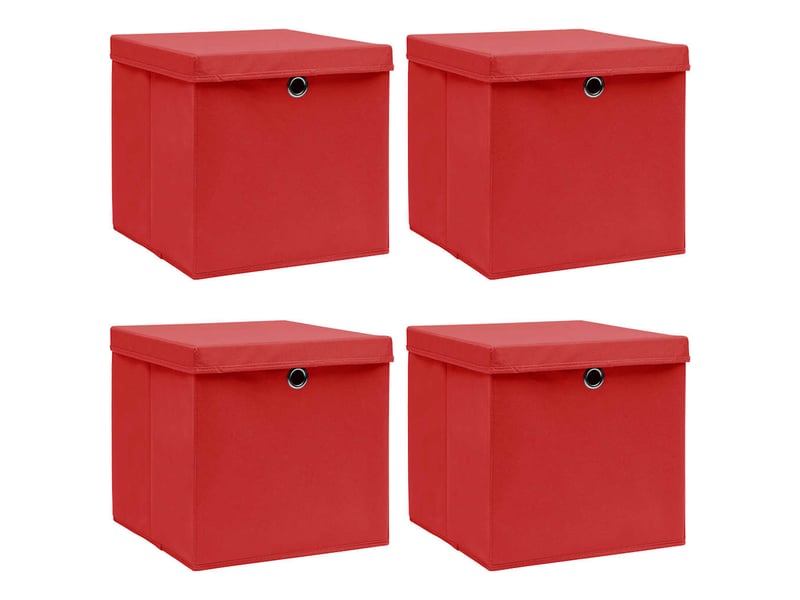  Boîtes de rangement et couvercles 4 pcs rouge 32x32x32 cm tissu  - Conforama B