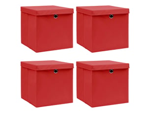 Boîtes de rangement et couvercles 4 pcs rouge 32x32x32 cm tissu
