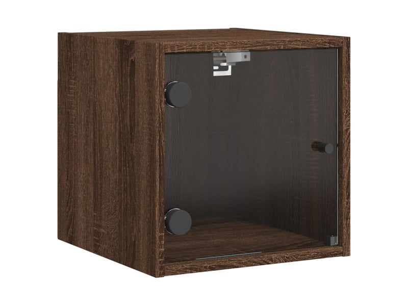  Lot de 2 tables de chevet - cabinet de chevet - table de nuit et portes vitrées chêne marron 35x37x35cm  - Conforama E