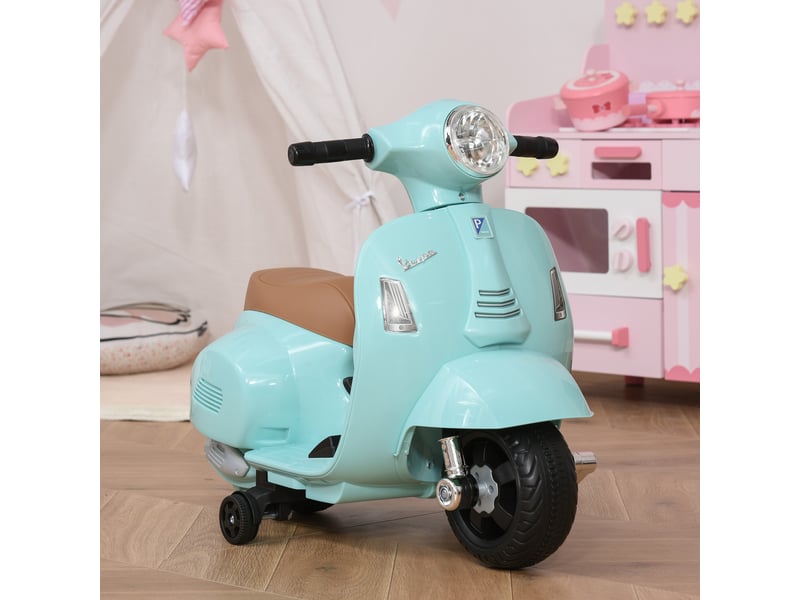  Moto électrique pour enfants de 18 à 36 mois avec licence vespa officielle, phares et klaxon, 66,5 x 38 x 52 cm, verte  - Conforama D