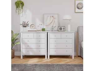 Commode 5 tiroir(s) <strong>VIVRYN</strong> <strong></strong> coloris blanc largeur 79 cm