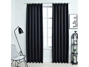 Lot de 2 rideaux occultants, rideaux black-out avec crochets anthracite 140x245 cm cf44866