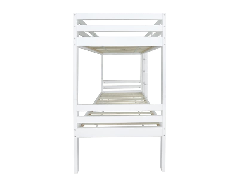  Lit superposé enfant blanc - transformation 2 lits - espace de stockage sous le lit bas - bois de pin certifié fsc - certifié en747  - Conforama W