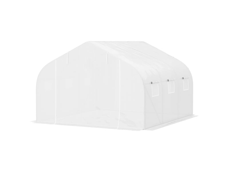  Invernadero de túnel 3,5x3x2 m invernadero de jardín avec 6 ventanas et cubierta de polytileno pe 140 gm² blanco  - Conforama B
