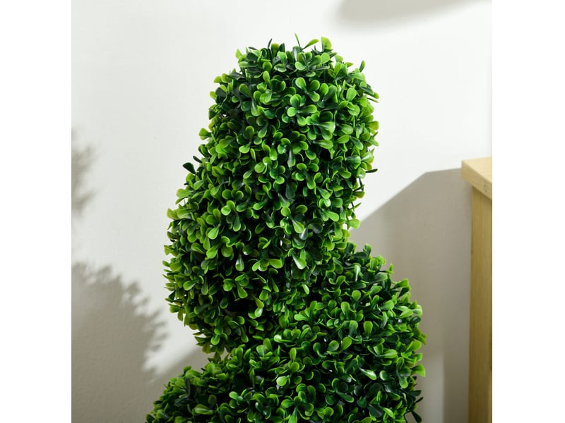  Lot de 2 buis artificiels 90 cm – vert – feuillage modulable, pots lestés pour intérieur et extérieur  - Conforama E