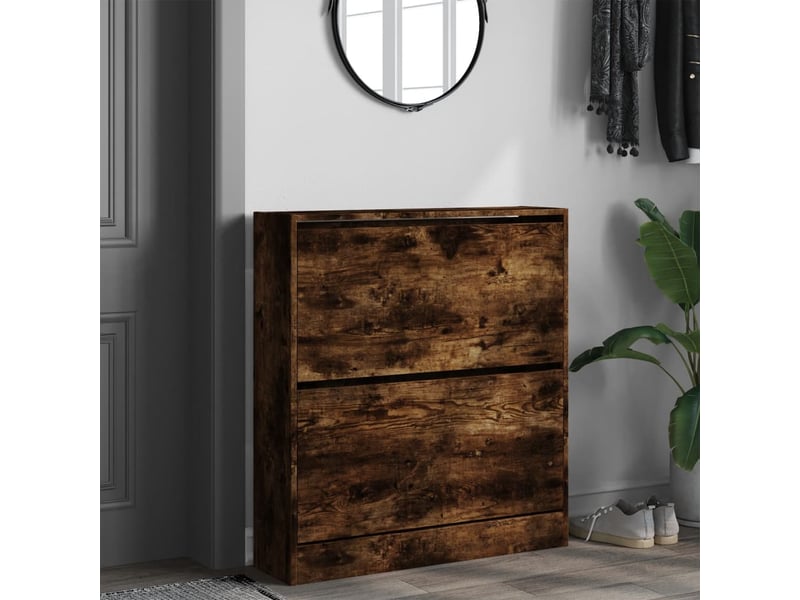  Meuble à chaussure | armoire à chaussures chêne fumé 80x21x87,5 cm bois ingénierie  - Conforama C
