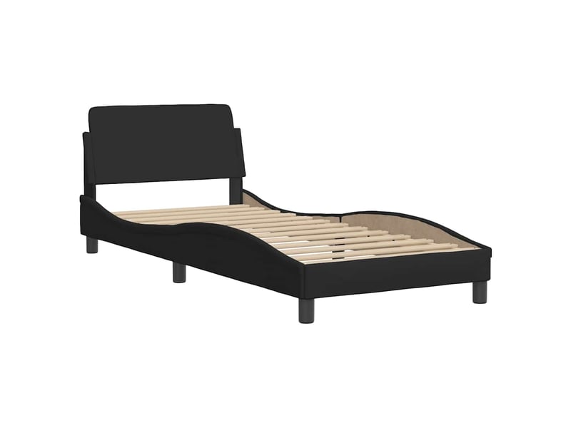  Lit avec matelas dover noir 80x200 cm tissu  - Conforama D
