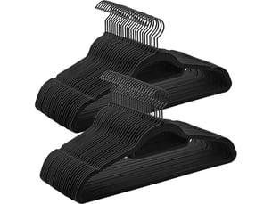 Songmics – cintres en velours antiglisse – lot de 50 – crochets pivotants 360° – épaisseur 0,6 cm – longueur 43,5 cm – pour manteaux, robes, pantalons, noir d'encre