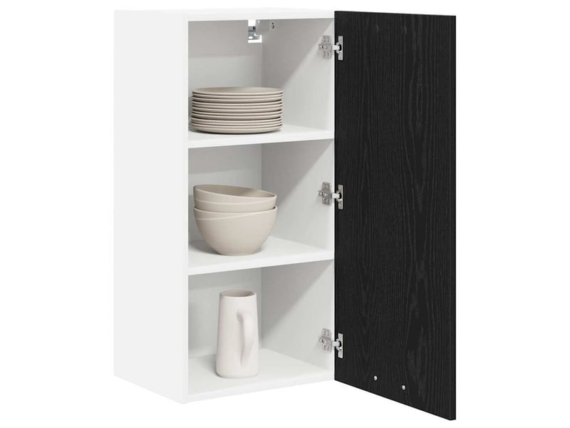  Meuble de rangement cuisine, armoire suspendue chêne noir et blanc 40x31x80cm  - Conforama C