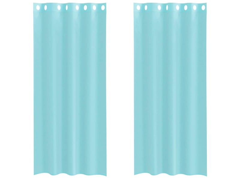 Lot de 2 rideaux en voile, voilages avec œillets turquoise cf44428 - Conforama A