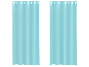 Lot de 2 rideaux en voile, voilages avec œillets turquoise cf44428