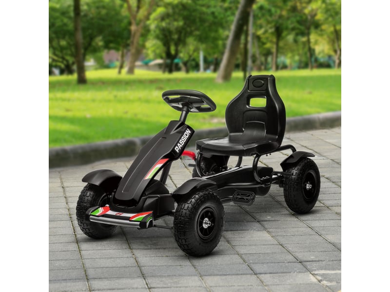  Kart à pédales pour enfant siège réglable 3 positions frein à main enfant de 5 à 12 ans noir  - Conforama D