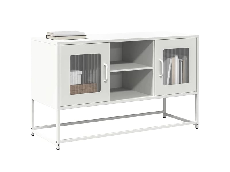  Meuble tv - banc tv - meuble de rangement blanc 100,5x39x60,5 cm acier  - Conforama B