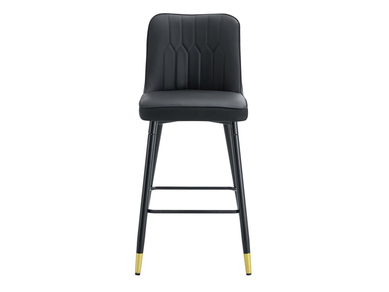  Tabourets de bar 100 cm noir en simili cuir – lot de 2, piètement métal avec repose-pieds, design élégant  - Conforama A