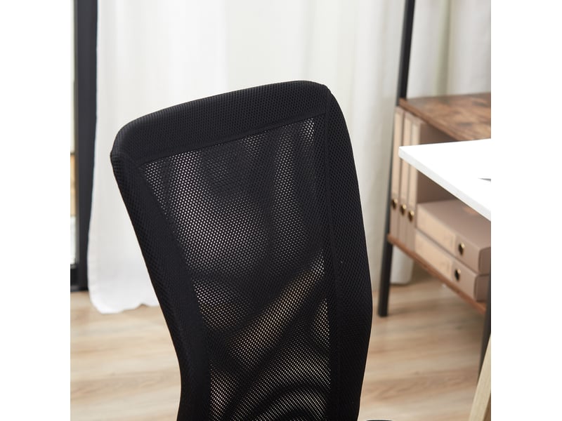  Chaise de bureau ergonomique sans accoudoirs noire, réglable 90-100 cm et pivotante à 360° pour le travail  - Conforama E